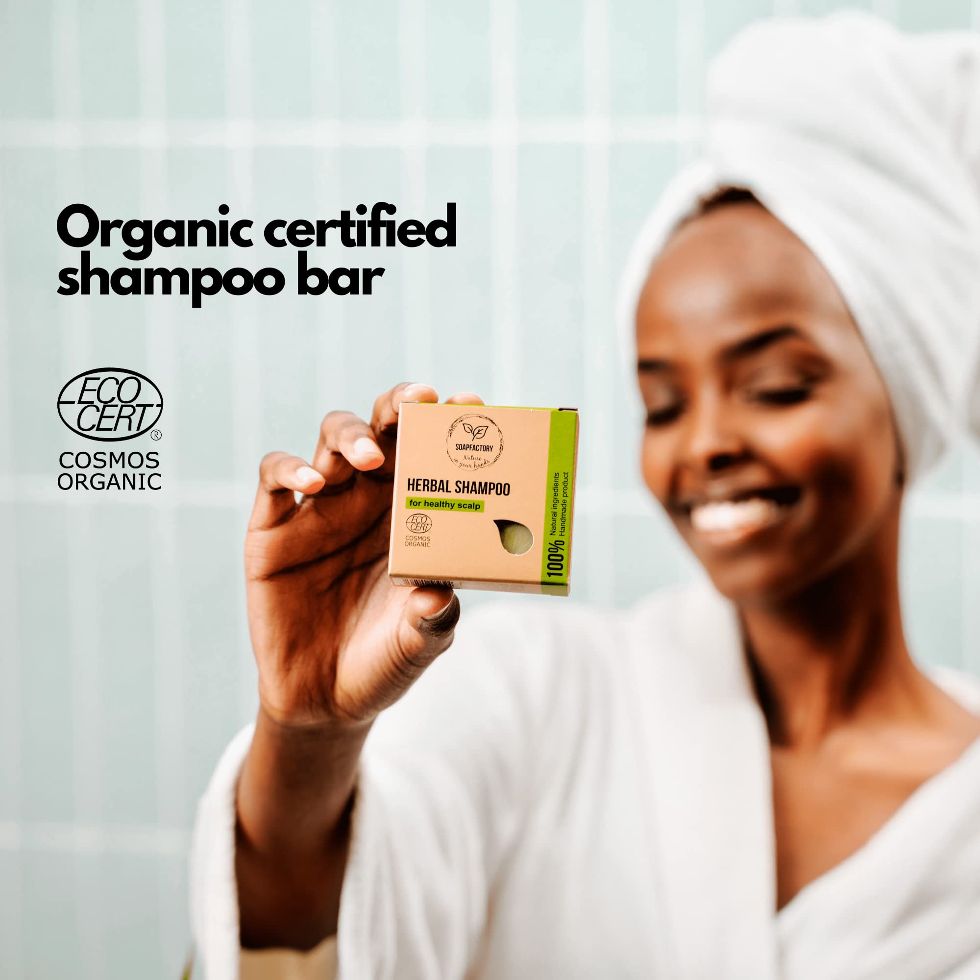 SoapFactory Organic Solid Dandruff Shampoo Bar for Oily Hair, Hair Soap with Tea Tree and Rosemary Oil, 100% Natural, Vegan, Handmade, Plastic Free, 3 ounce