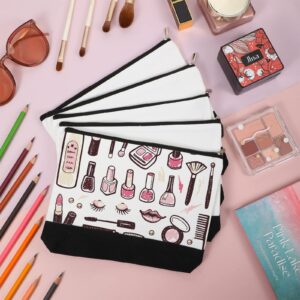 Inbagi 30 Pieces Canvas Makeup Bags Bulk Black and White Cosmetics Bag with Zipper Blank DIY Cosmetic Pouch Multipurpose Canvas Travel Toiletry Bag for Travel Pen Pencil Cosmetic Storage