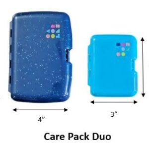 Claire's Exclusive - Caboodles Makeup Small Case, Duo Travel Cosmetic Purse or Bag Organizer, 2 Hard Cases - (Case 1-6x4x1) (Case 2-4x3x1) 2-Pack Bright Blue and Glitter Navy Blue