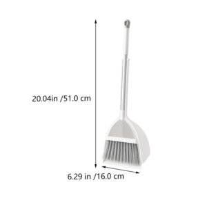 Cabilock Broom and Dustpan Set: Long Handle Stand Up Dustpans with Broom Set Household Sweeping Shovel Tools Home Cleaning Supplies for Broom Lobby Garage Home Yard White