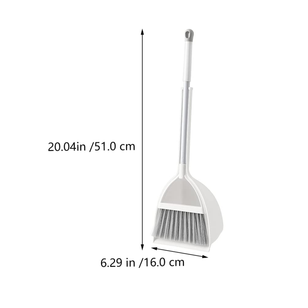 Cabilock Broom and Dustpan Set: Long Handle Stand Up Dustpans with Broom Set Household Sweeping Shovel Tools Home Cleaning Supplies for Broom Lobby Garage Home Yard White