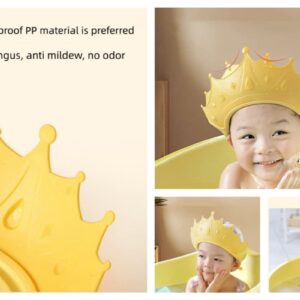 Crown Baby Shower Cap Waterproof Shampoo hat for Children Toddler Girls Boys Protect Ears Eyes，Adjustable Silicone Hair Washing Visor Bathing Hat Bathing Crown. for Toddler, Baby, Kids, Children