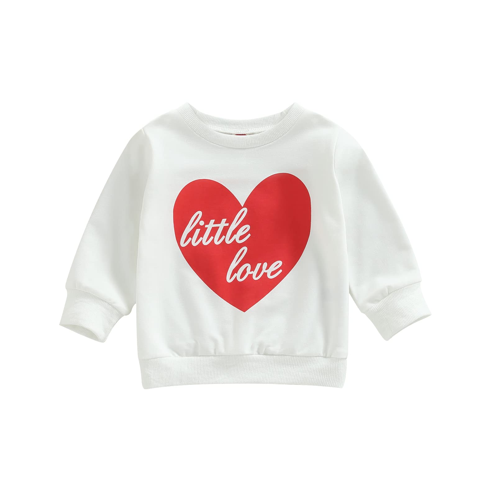 Toddler Baby Girl Boy Valentine's Day Sweatshirt Little Love Heart Pullover Tops Casual Unisex Baby Outfit (Heart Shape, 0-6 Months)