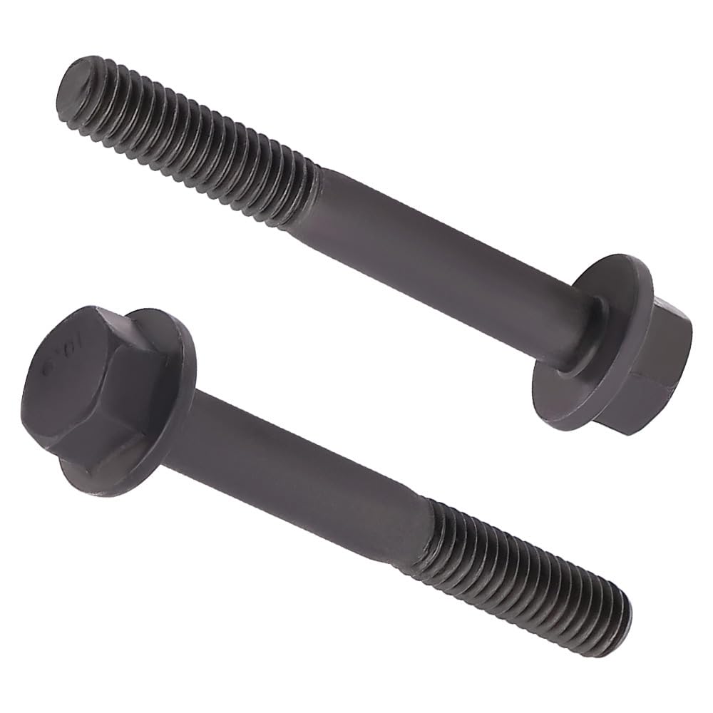 M10-1.5 x 45mm (8 pcs) Flanged Hex Bolt Screws Black Oxide Finish, 10.9 Grade Alloy Steel, Large Flange Washer Head, DIN6921/GB5789, Partial Thread