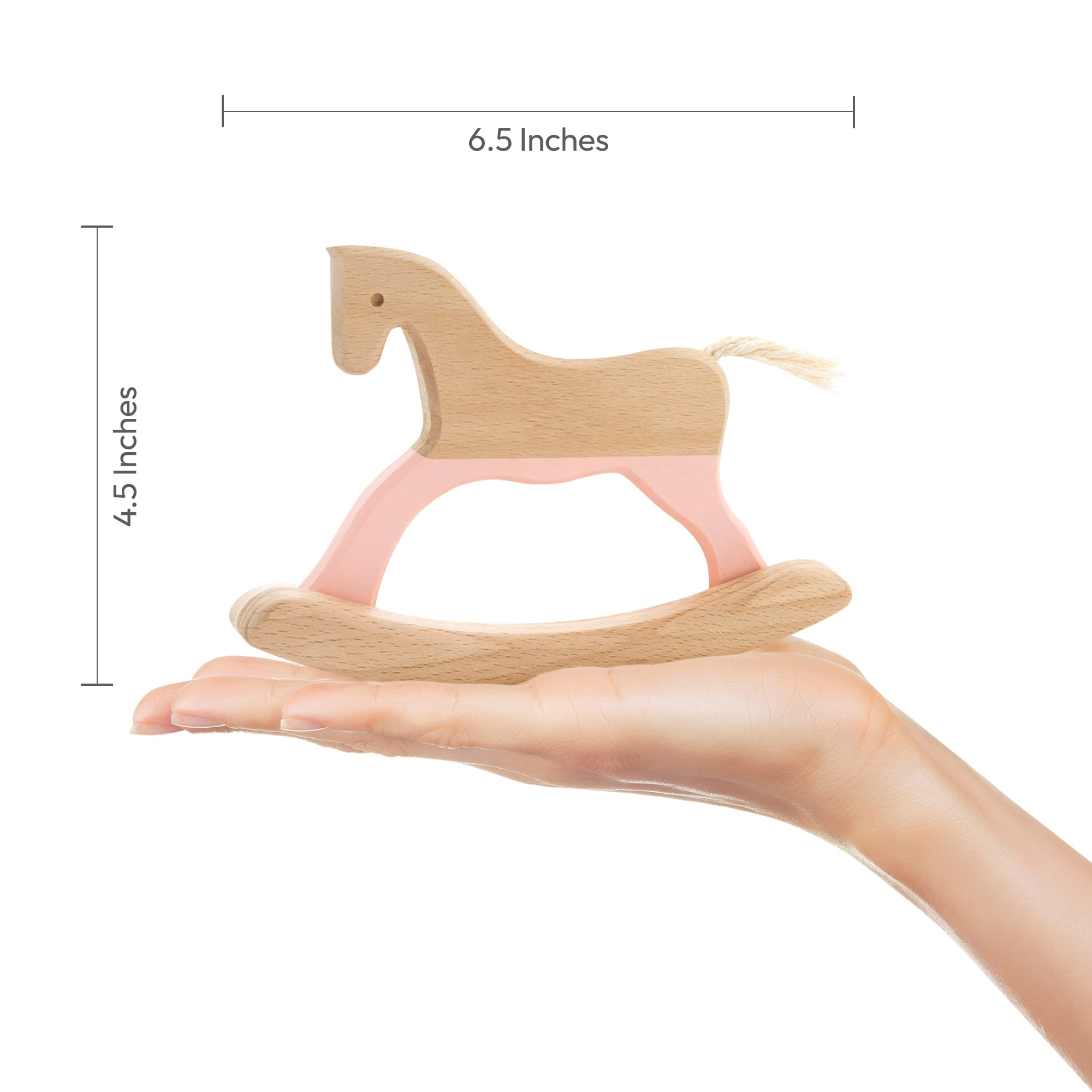 Personalized Wooden Horse Gift with Babys Name Engraved - A Perfect Keepsake Toy for Toddler, Infant and Newborn Baby, Birthday Baptism for Boy or Girl Room Decor - Mom Will Love - Pink