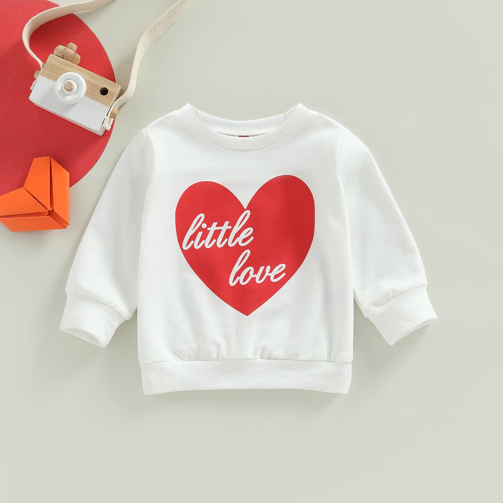 Toddler Baby Girl Boy Valentine's Day Sweatshirt Little Love Heart Pullover Tops Casual Unisex Baby Outfit (Heart Shape, 0-6 Months)