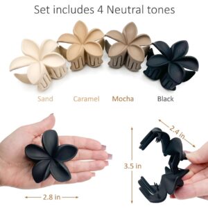 Luvearo Nonslip Matte Flower Hair Claw Clips - Aesthetic Plumeria Accessories for Women with Thick or Thin Hair