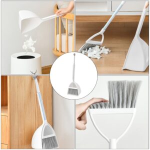 Cabilock Broom and Dustpan Set: Long Handle Stand Up Dustpans with Broom Set Household Sweeping Shovel Tools Home Cleaning Supplies for Broom Lobby Garage Home Yard White