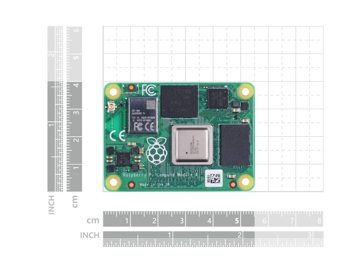 RasTech Pi Compute Module 4 4GB RAM 8GB eMMC (CM4104008) Single Board 64-Bit 1.5GHZ Quad-Core Processor Bluetooth 5.0 Dual-Band WiFi for Networked Ai Core and More