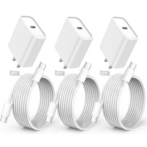 iphone 16/15 pro max charger fast charging,20w usb c charger block,3pack type c fast charging cord long usb c to c wall charger cable for iphone 16/16 plus/16 pro max, ipad pro 12.9"/11",ipad air/mini