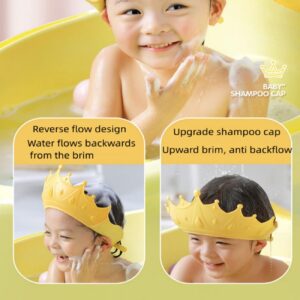 Crown Baby Shower Cap Waterproof Shampoo hat for Children Toddler Girls Boys Protect Ears Eyes，Adjustable Silicone Hair Washing Visor Bathing Hat Bathing Crown. for Toddler, Baby, Kids, Children