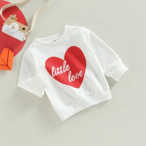 Toddler Baby Girl Boy Valentine's Day Sweatshirt Little Love Heart Pullover Tops Casual Unisex Baby Outfit (Heart Shape, 0-6 Months)