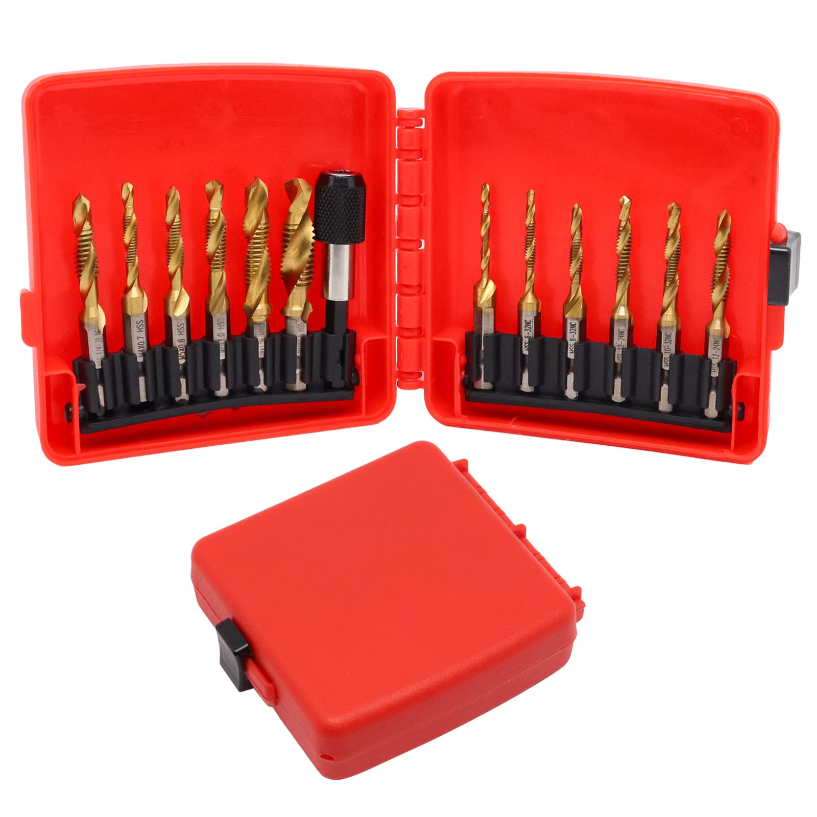 BENLIUDH Drill and Tap Set Metric and Standard, 13pcs Drill Tap Set with Quick Change Adapter for Thread,Countersink