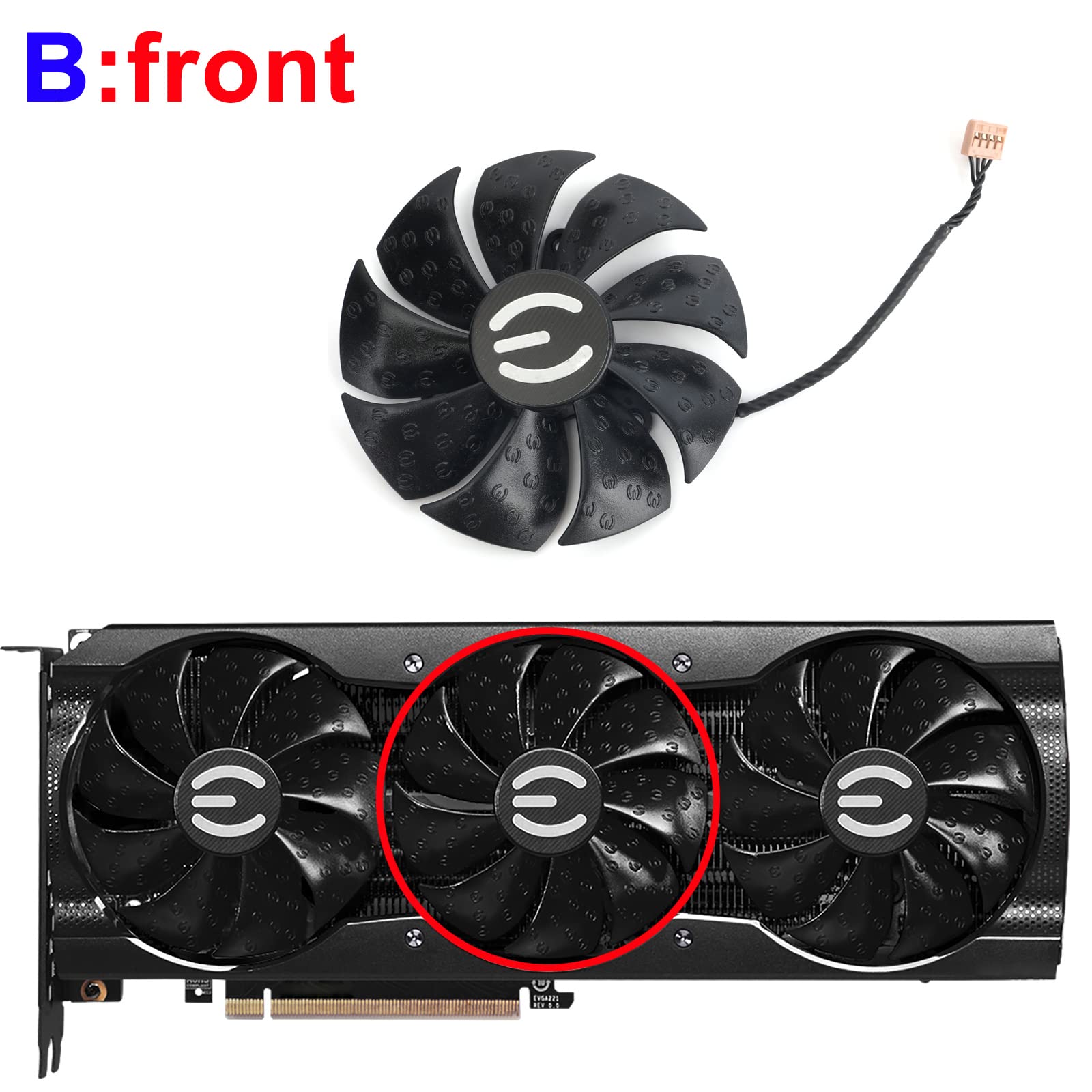 PLA09215S12H Graphics Card Fan for EVGA RTX 3070 3080 Ti 3090 XC3 BLACK Gaming Cooling Fan (Fan-C)