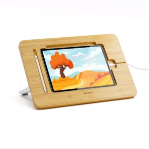 afooyo wooden tablet drawing stand tablet stand - portable & adjustable 5 angles for laptop, laptop stand riser,book reading stand,compatible with 12.9 inch ipad pro (3rd - 6th gen)