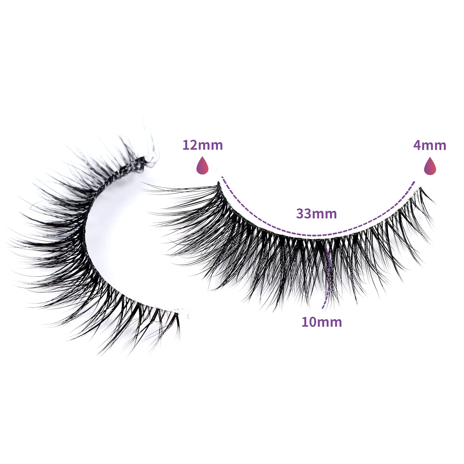 Wleec Beauty 12mm Cat Eye Eyeashes Clear Band 7 Pairs 3D Natural Wispy Lashes Fluffy Handmade Short Dramatic False Eyelash Pack CC67