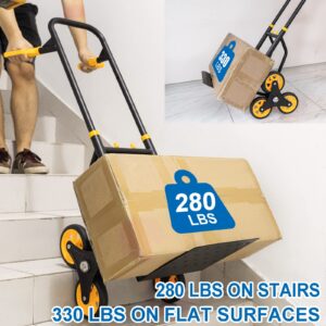 SHZOND Stair Climber Hand Truck, Heavy-Duty Hand Truck Dolly 330 Lbs Capacity, Foldable Trolley Stair Climber with 12.2" x 11.6" Nose Plate and 6 Wheels