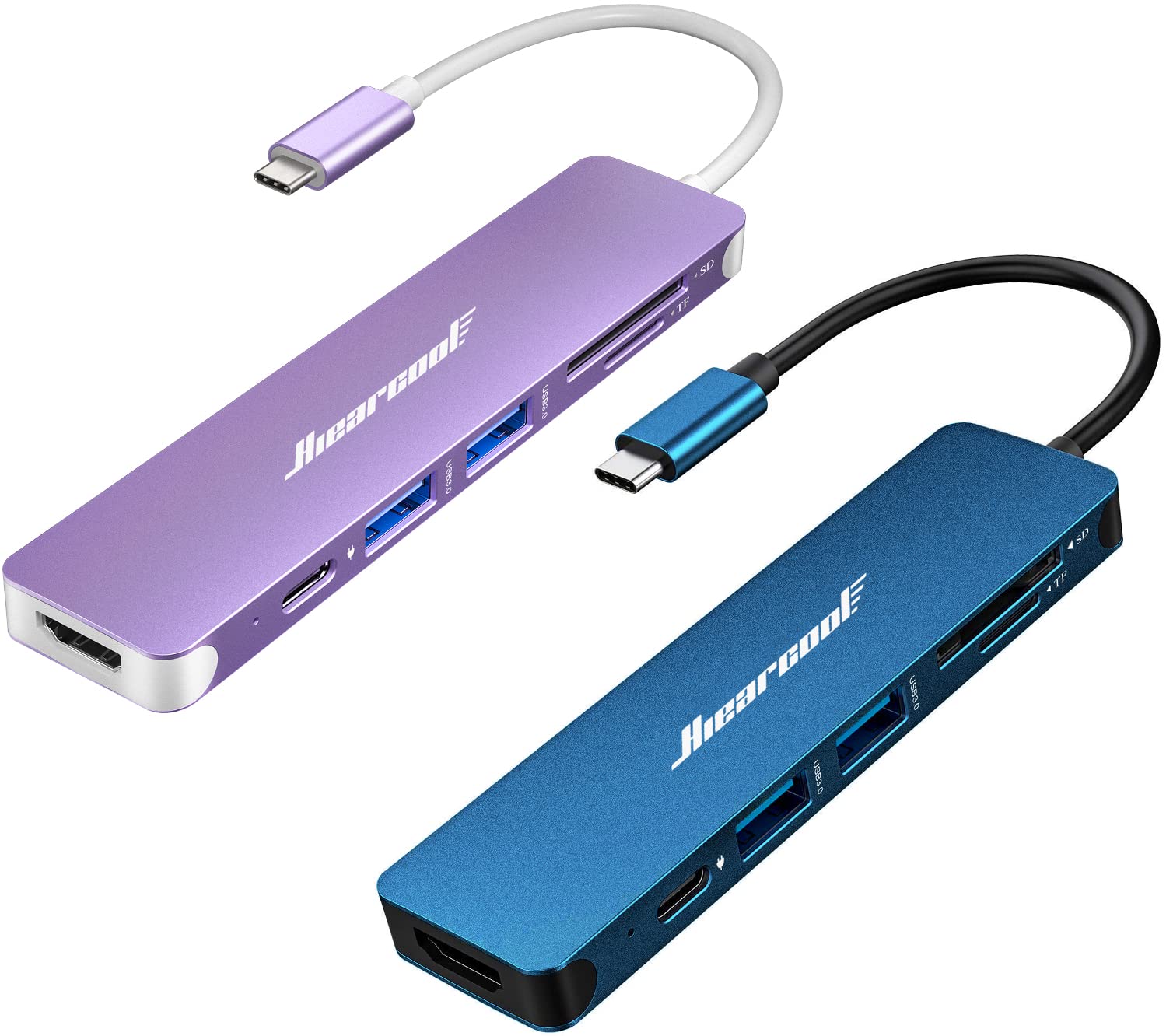 Hiearcool 7IN1 USB C Adapter, USB C Hub-(Midnight Blue and Purple)