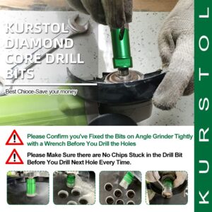 KURSTOL Diamond Core Drill Bits Kit - 7pcs 6/6/6/20/25/35/50mm+1pc 2" Beveling Chamfer Bit+1pc 3/4" Diamond Finger Milling Bit+SDS Adapter to 5/8-11" Thread for Porcelain Ceramic Tile Granite Marble