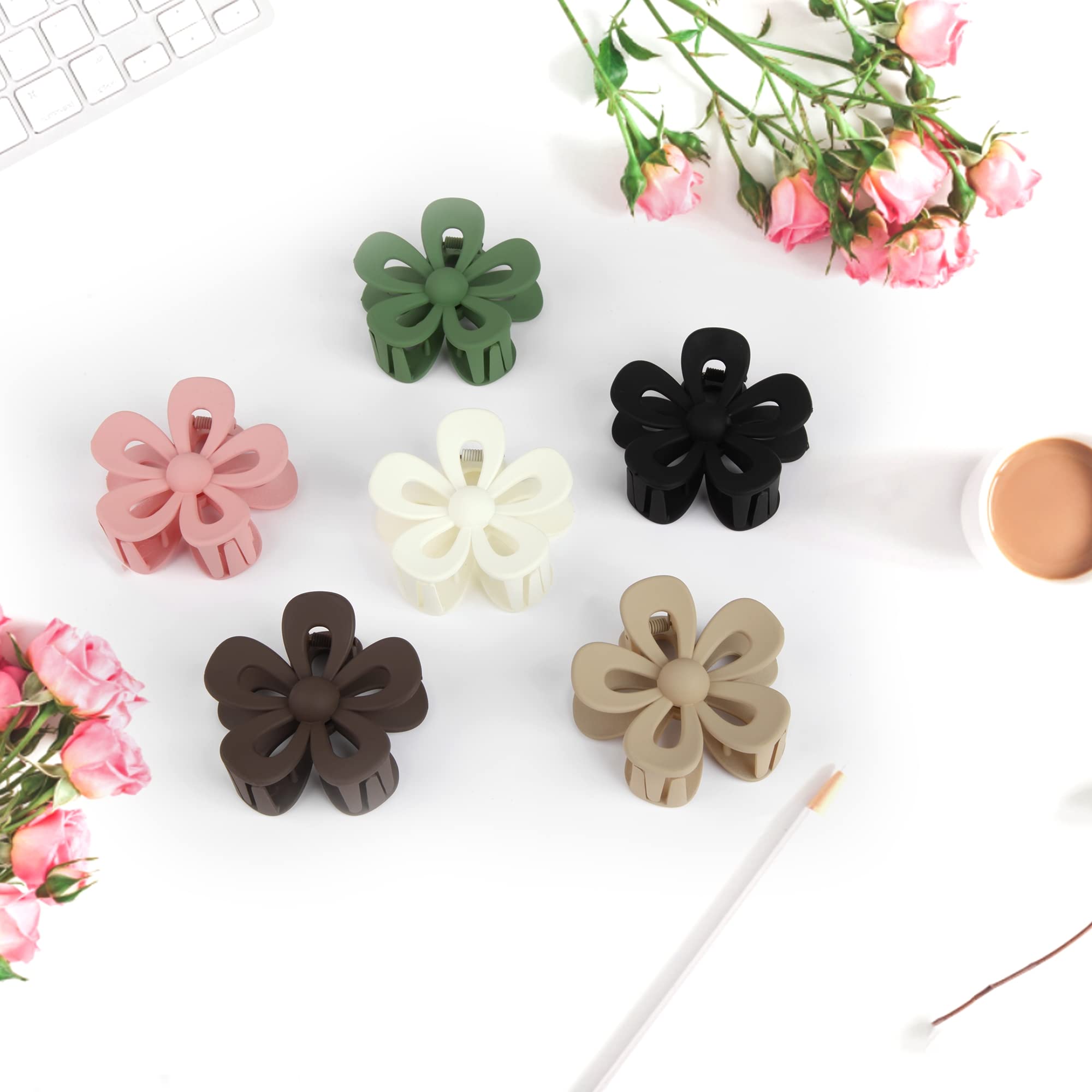 6 Pcs 2.8 Inch Flower Claw Clips for Hair Flower Hair Clips for Women Flower Clips for Hair Clips for Women Hair Claw Clips Cute Hair Clips Claw Clips Flower Hair Claw Daisy Hair Clip