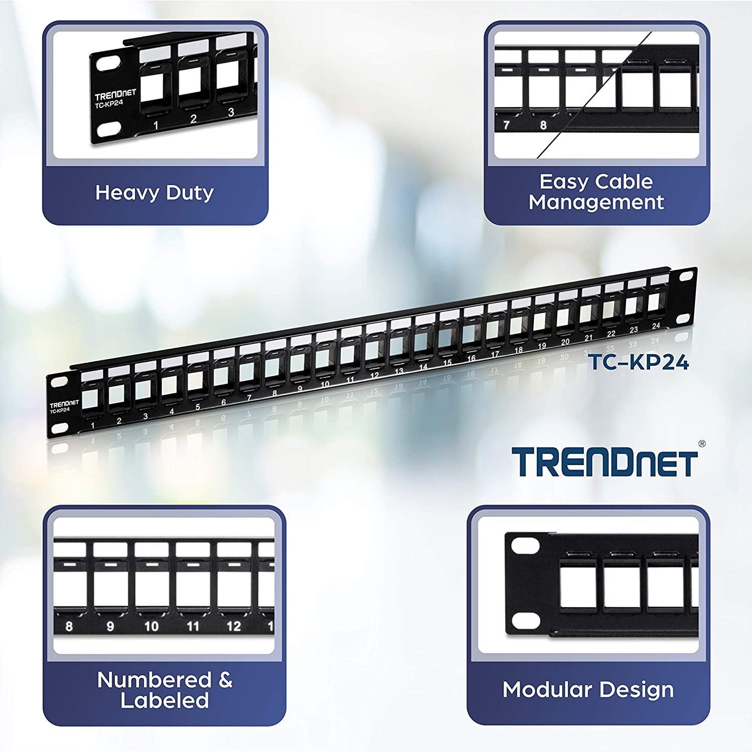 StarTech.com Wall Mount and TRENDnet 24-Port Blank Keystone Patch Panel Bundle