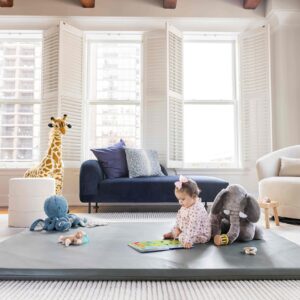 Nurture& Baby Padded Play Mat | Non-Toxic Foam Floor Activity Pad for Babies, Toddlers, Infants | Activity, Tummy Time, Crawling (Max 51" x 76", Olive)