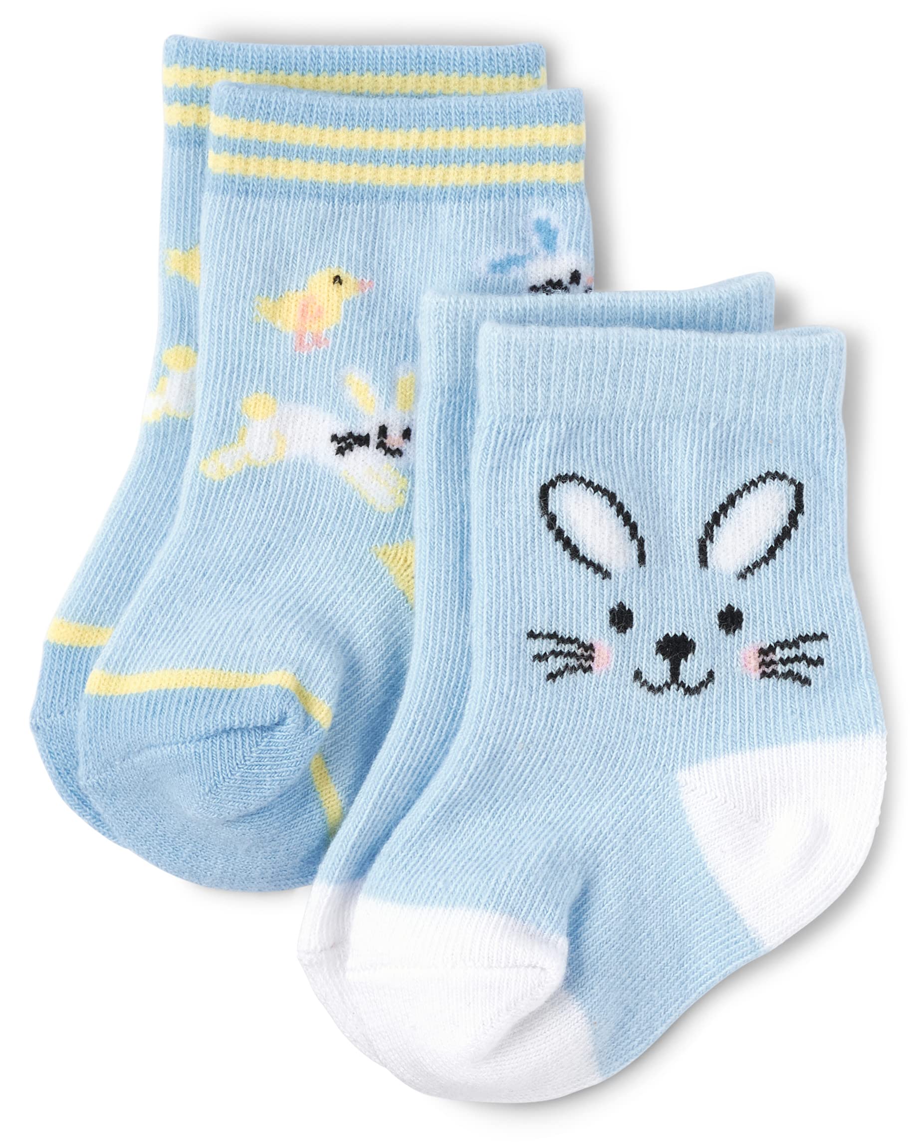 The Children's Place Baby Boys and Newborn Easter Midi Socks, Blue Bunny, 6-12 Months