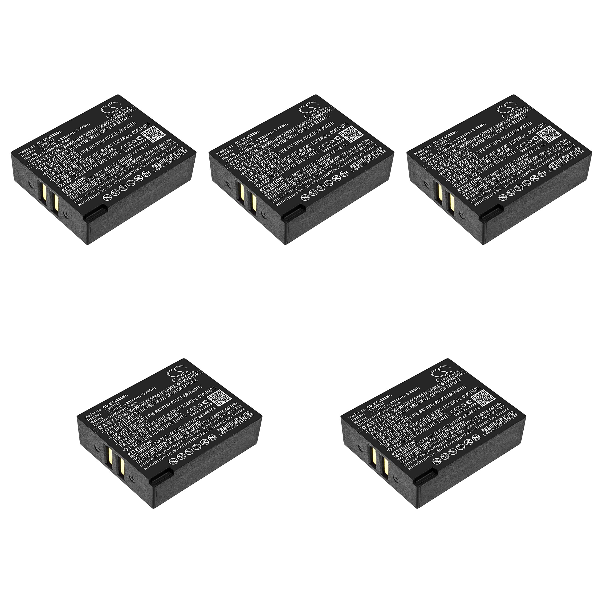 BCXY 5 Pcs Battery Replacement for Eartec Hub Systems HUB Ultralite, Battery Part NO LX600LI