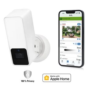 Eve Outdoor Cam (White Edition) – Secure floodlight Camera, (HomeKit Secure Video), 1080p, Night Vision, Wi-Fi (2.4 GHz), Motion Sensor, Two-Way Communication, Flexible & Easy Installation