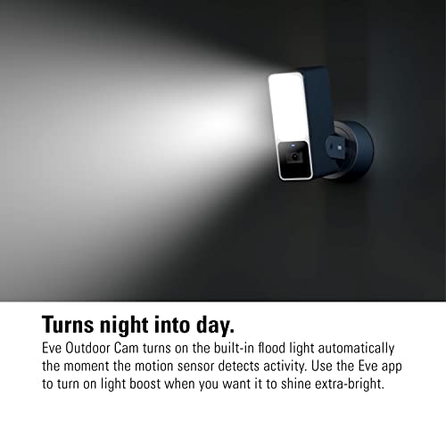 Eve Outdoor Cam (White Edition) – Secure floodlight Camera, (HomeKit Secure Video), 1080p, Night Vision, Wi-Fi (2.4 GHz), Motion Sensor, Two-Way Communication, Flexible & Easy Installation