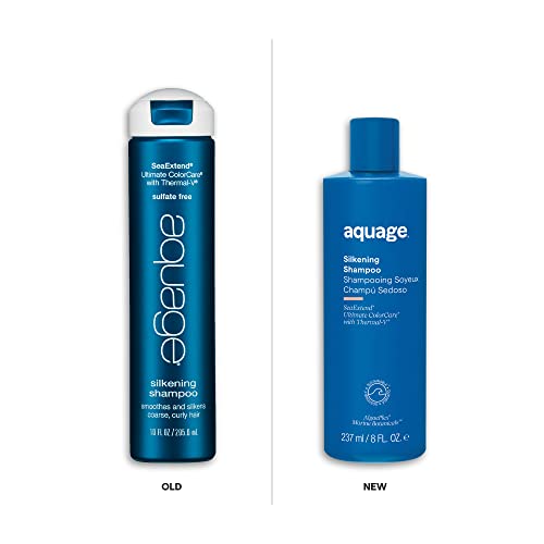 AQUAGE. SeaExtend Silkening Shampoo - Smoothes and Silkens Coarse, Curly Hair, 8 oz