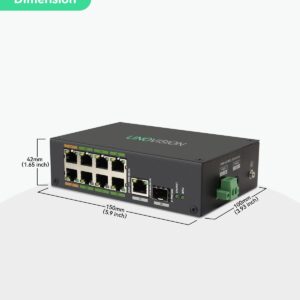 LINOVISION Industrial 8-Port EOC & POE Switch with 6pcs EOC Transmitters, Long Reach PoE Over Coax or UTP Cable, Simplified Wiring, Upgrading Analog System to IP Surveillance System