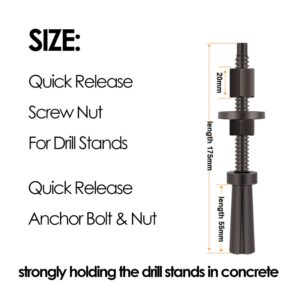 Quick Release Core Drill Stand Anchor Bolt & Nut Reusable Expansion Bolt M12 Threaded Bolt Perfect for Anchoring Core Drilling Machines, Rig Stands, Wall Saw Track and Wire Saws 2 Sets