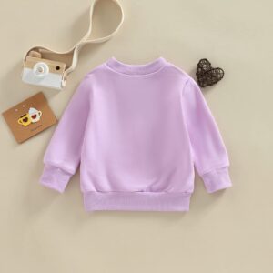 Kayotuas Toddler Valentines Day Shirt for Boys Girls Cute Letter Print Long Sleeve Top Crewneck Sweatshirt Fall Winter Clothes (Purple LOVE, 2-3 Years)