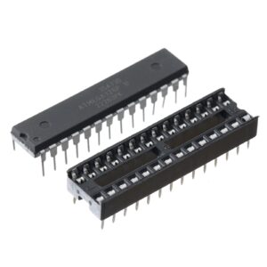 Bridgold 1pcs ATMEGA328P-PU(Includes 28P IC Base) 8-bit Microcontroller,4/8/16/32K Bytes in-System Programmable Flash,DIP-28.