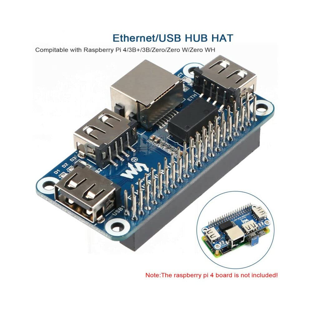 MOOKEENONE Plug&Play 3X USB 2.0/1.1 Ethernet to RJ45 Hub Extension Board+Micro USB Connecter Set for Raspberry Pi Zero (W/WH)