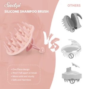 Sndyi Scalp Massager Shampoo Brush, 100% Silicone Hair Scrubber for Washing Hair, Upgraded Scalp Scrubber/Exfoliator for Dandruff, Head Scalp Massager for Hair Growth, Wet Dry Scalp Brush, Pink