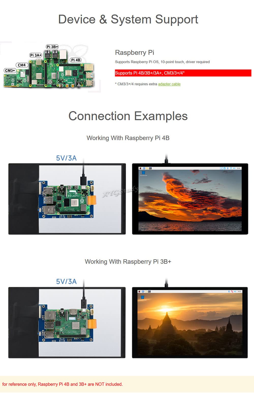 10.1inch IPS DSI Capacitive 1280×800 Touch Optical Display Panel Screen for Raspberry Pi 4B/3B+/3A+, CM3/3+/4 @XYGStudy (10.1inch DSI LCD (C))