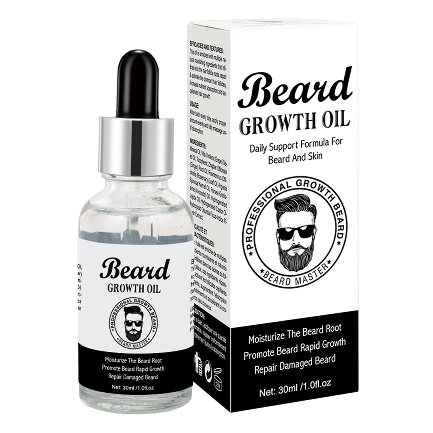 DISAAR Beauty Beard Growth Oil Daily Support Formula Moisturizing Roots Repair Damaged Hair 30ml / 1fl.oz