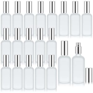 tessco 20 pieces glass spray bottles empty perfume atomizer refillable spray mister reusable small clear fine mist sprayer pump for travel body (silver,3.4 oz)