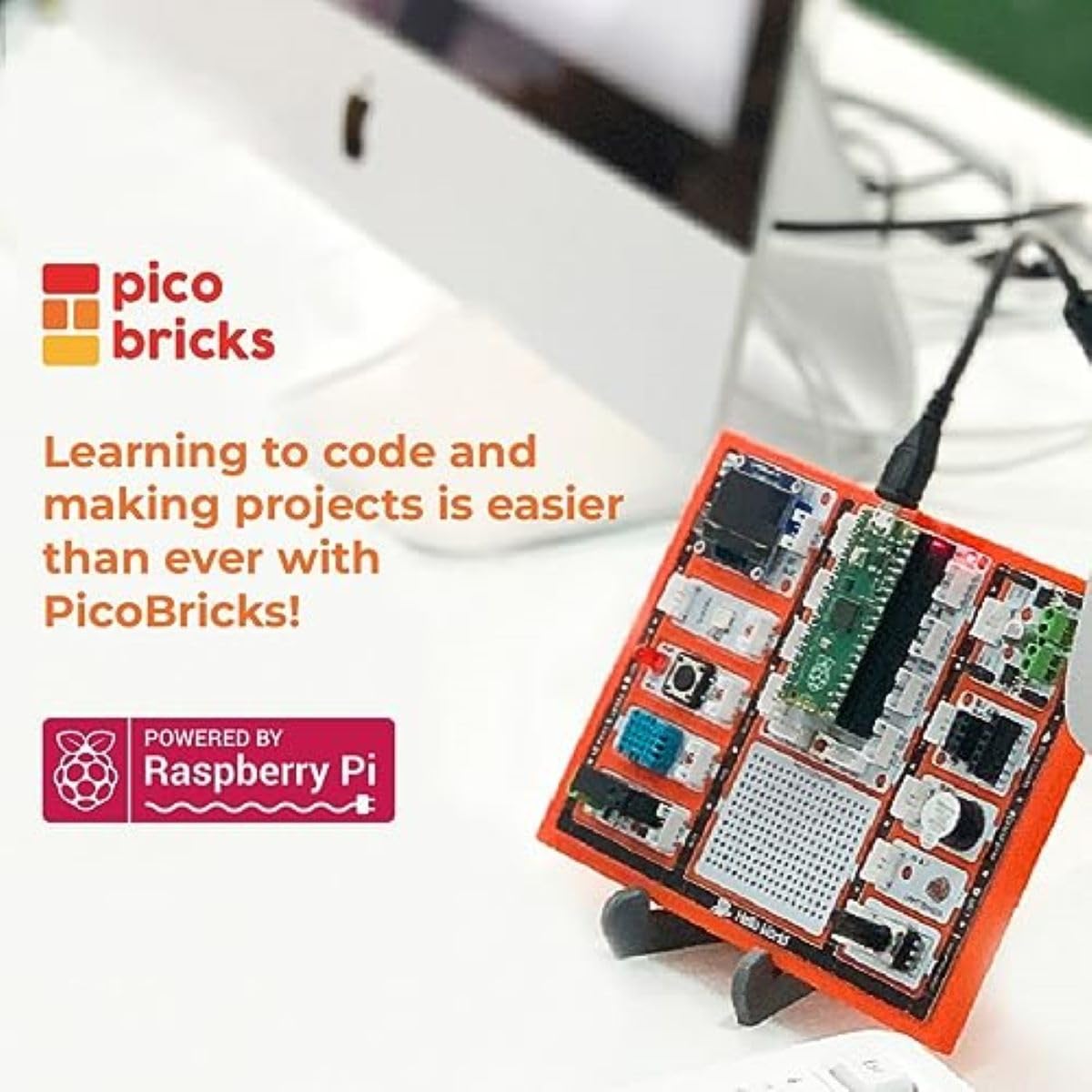 PicoBricks Raspberry Pi Pico W Starter Kit - 26 Pieces DIY Project Kit with 3 Learning Book and 25 Project Videos, Raspberry Pi Starter Kit, Raspberry pi pico, Raspberry pi kit