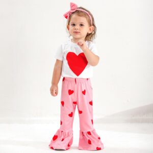 SYNPOS Baby Girls Outfits Valentine's Unique Love Heart T-Shirt Long Pants Set Adorable Gifts for Girls Little Kids 3-4 Years