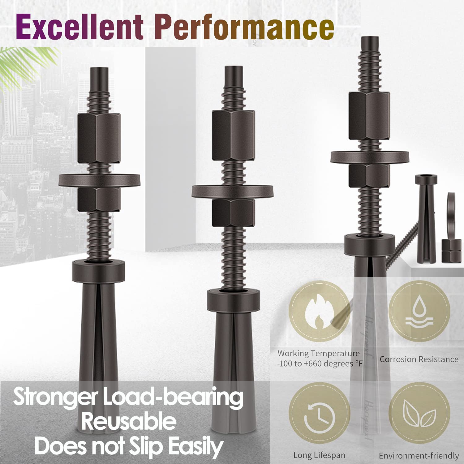 Quick Release Core Drill Stand Anchor Bolt & Nut Reusable Expansion Bolt M12 Threaded Bolt Perfect for Anchoring Core Drilling Machines, Rig Stands, Wall Saw Track and Wire Saws 2 Sets