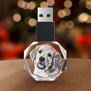 ArtPix 3D Crystal Photo 16GB USB Flash Drive, Custom Valentine's Day Gifts, Octagon