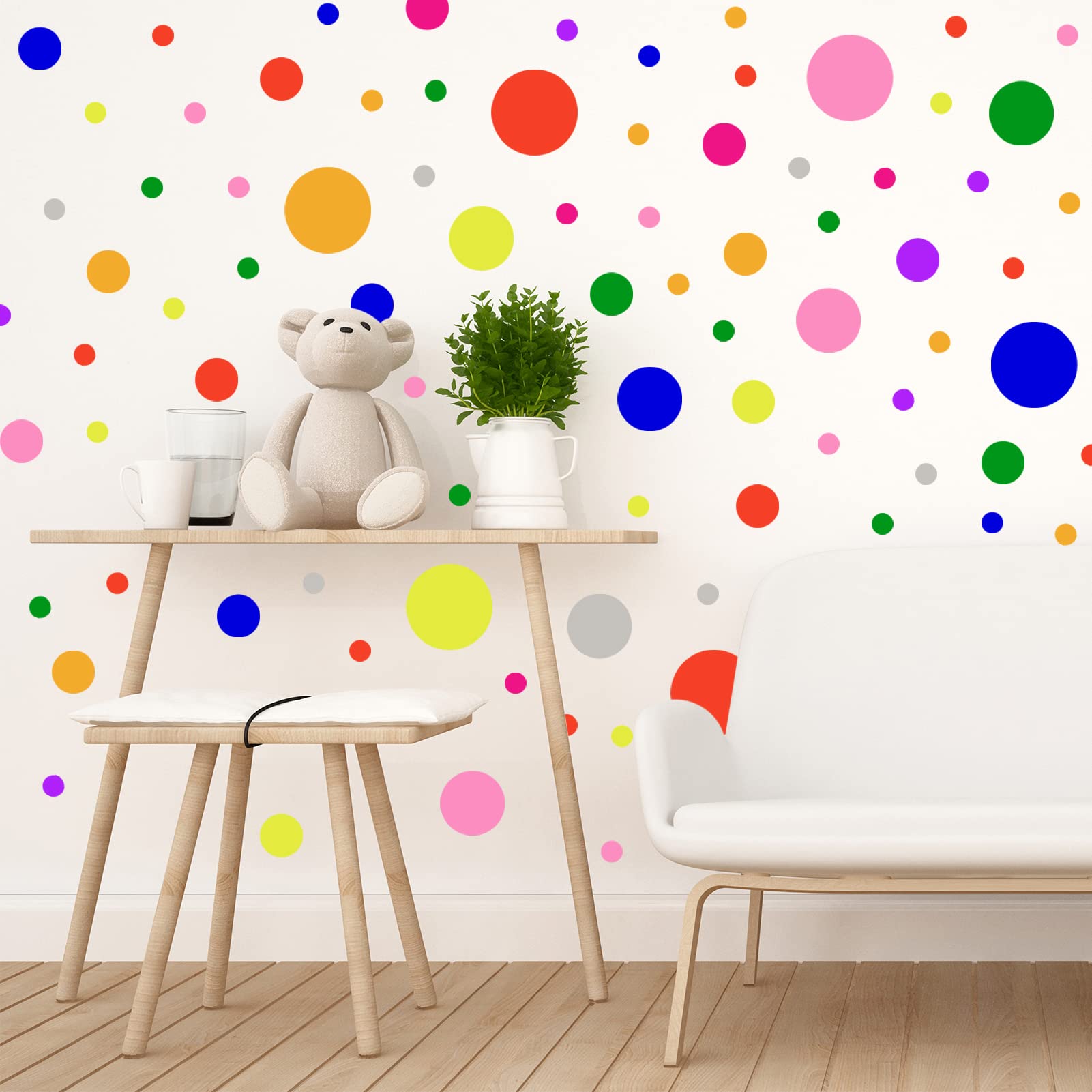 148 Pieces Rainbow Polka Dot Wall Decals Set Peel and Stick Wall Stickers for Kids Room Wall Decor Nursery Wall Art