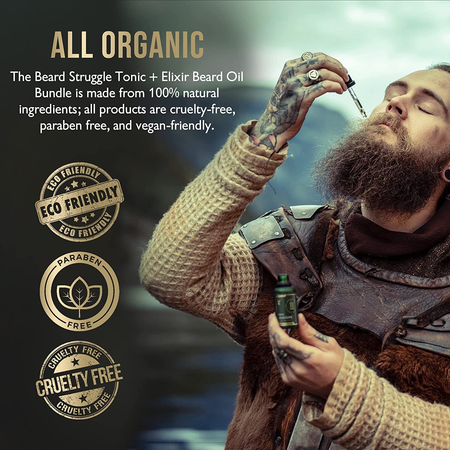 The Beard Struggle - Day Liquid Tonic Beard Oil - Platinum Collection, Aesir's Triumph - Beard Oil for Men - Moisturize, Softens Hair, Reduces Itch - Day Time Beard Growth Oil (1 Fl oz)