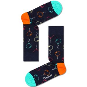 Happy Socks Pop Champagne Party Sock - for Men and Women, Made with Sustainable Cotton- Black and Neon- Size 10-13 (2-Pack with Gift Box)