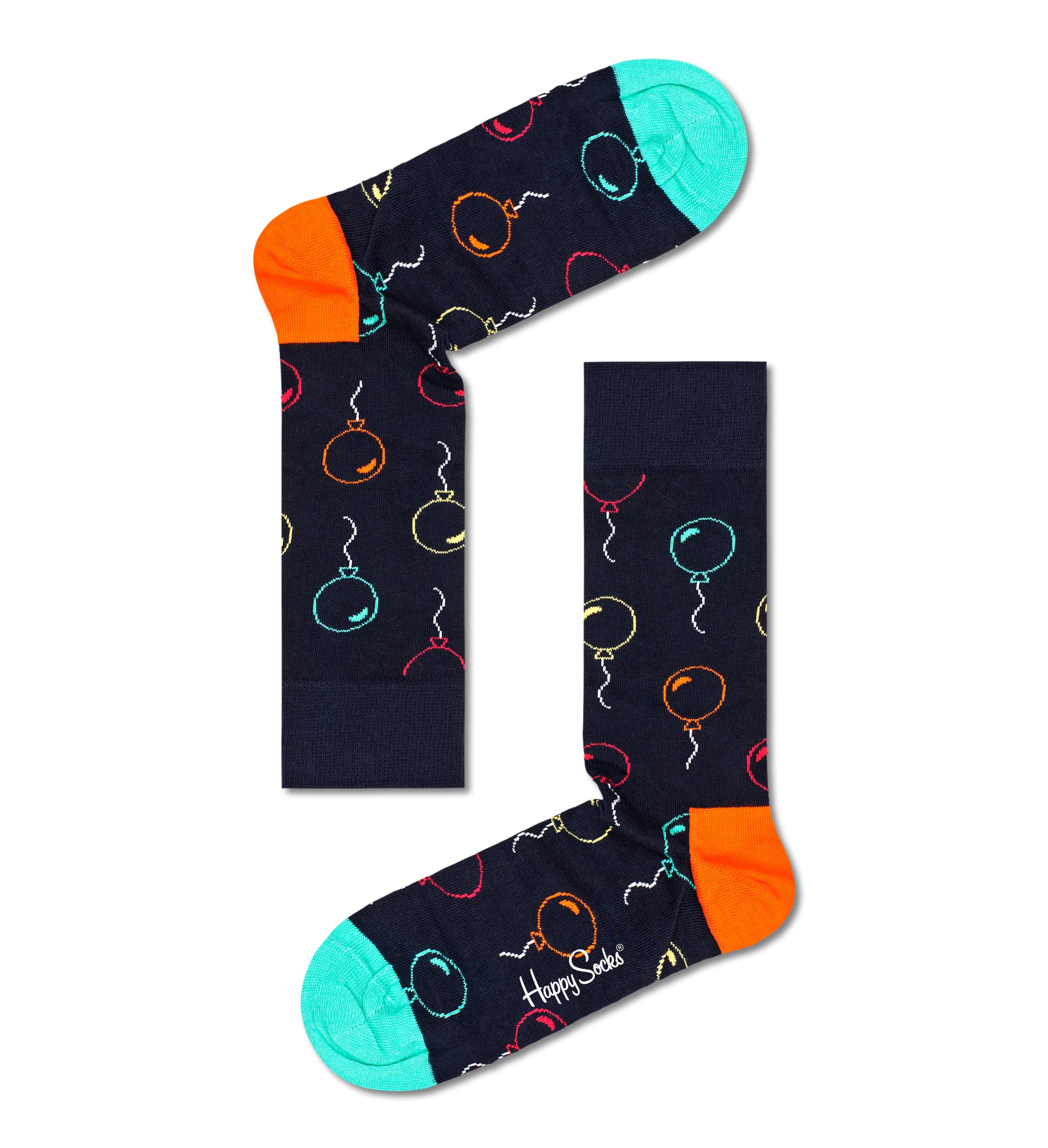 Happy Socks Pop Champagne Party Sock - for Men and Women, Made with Sustainable Cotton- Black and Neon- Size 10-13 (2-Pack with Gift Box)