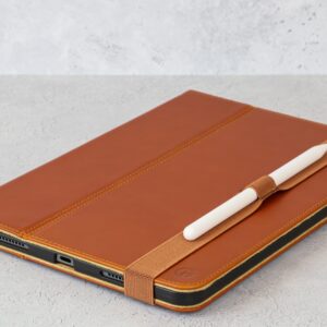 Casemade Real Leather Case Compatible with iPad 10.9” 10th Gen (2022) - Full-Grain Leather Cover, Auto Sleep/Wake, Dual Stand Position (Tan)