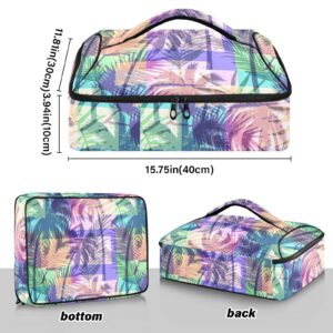 NFMILI Psychedelic Hawaiian Casserole Carrier for Hot and Cold, Insulated Food Delivery Bag Reusable Warmer Carrier Bag with Inner Pocket Aesthetic Print 15.75×11.81×3.94 inch